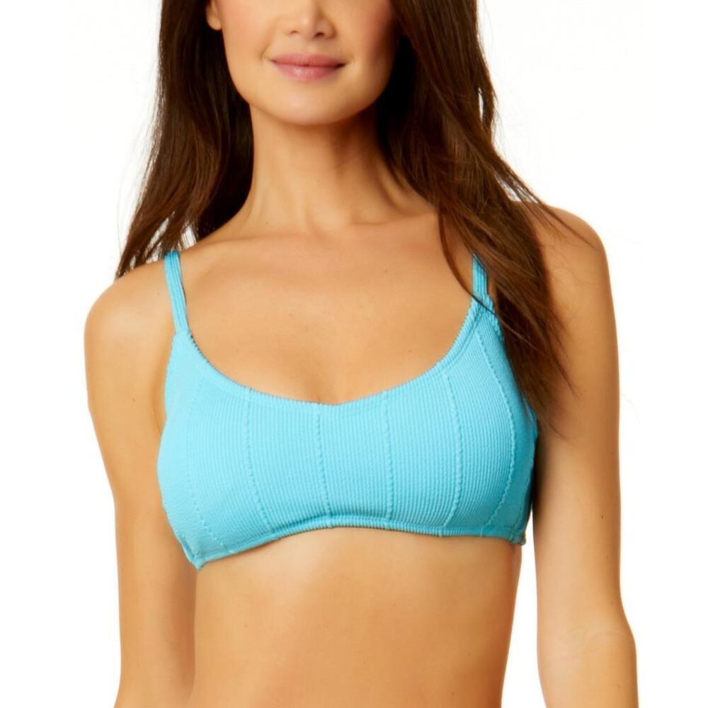 Salt + Cove Juniors Blue Popcorn-Rib Bralette Lined Bikini Top Size XL